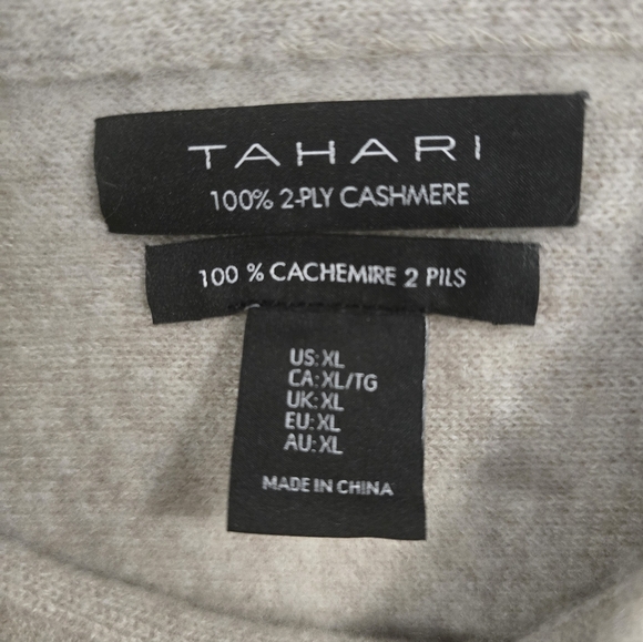 TAHARI 100% CASHMERE Mockneck Raglan Sleeve Beige Size XL - Picture 3 of 6